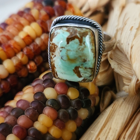Rare NWOT Native American Navajo  Australian Variscite & Sterling Ring 💍 💚 - Picture 4 of 17